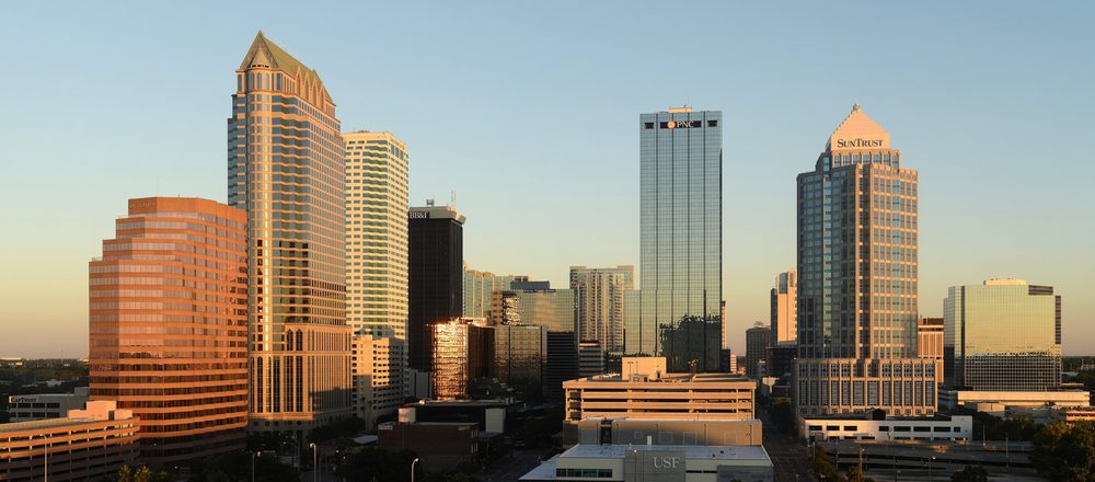 Tampa skyline at sunset